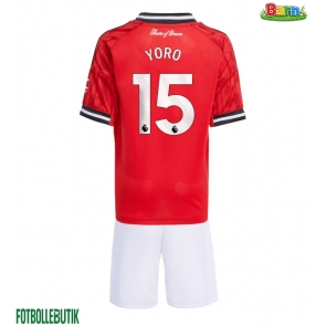 Manchester United Leny Yoro #15 Hemmaställ Barn 2025-26 Kortärmad (+ Korta byxor)